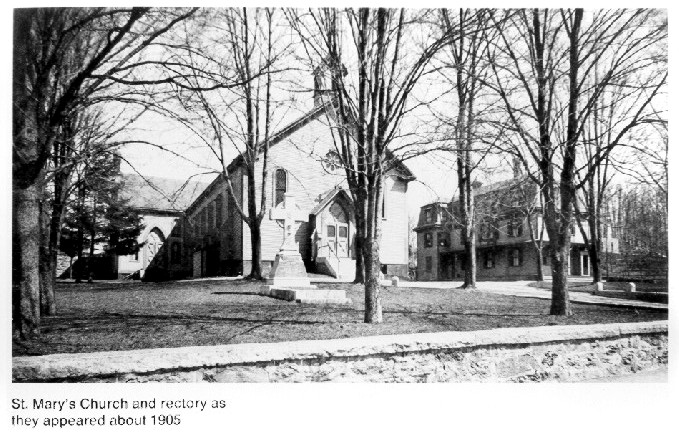 St. Mary's Church and Rectory, c. 1905, the first Roman Catholic Church in Newton, MA.  St. Mary's Church and Rectory, c. 1905, the first Roman Catholic Church in Newton, MA.